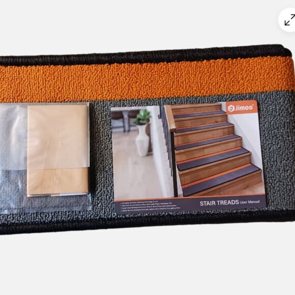 J JIMOO Stair Treads Non Slip for Wooden Steps, 4 PCS 8" X 30" Stair Carpet Run - Picture 9 of 10